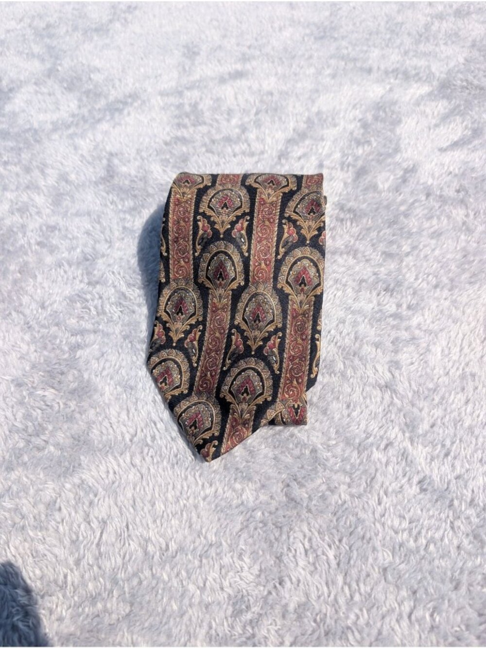 Etienne Aigner Black & Gold Paisley Silk Tie For Men